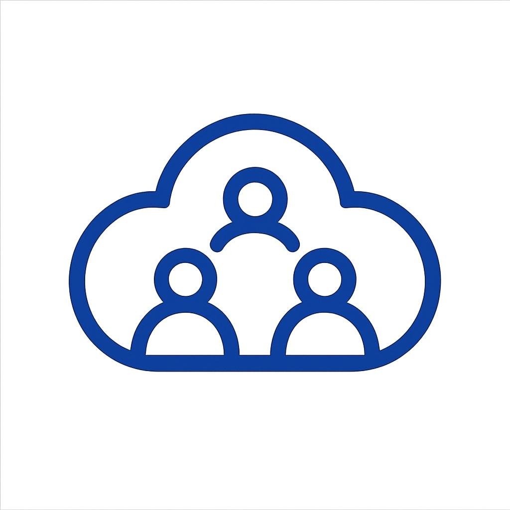 Icon for enhanced team collaboration via the cloud.
