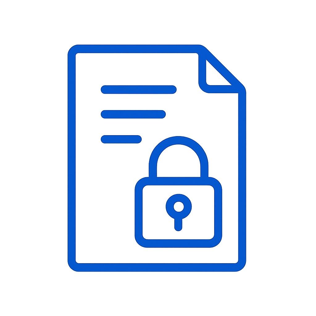 Icon for confidential and secure document handling.