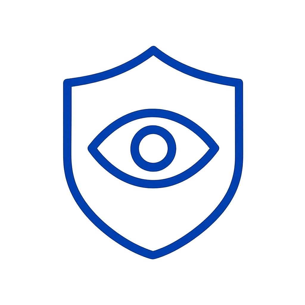Icon representing crime deterrence with CCTV cameras.
