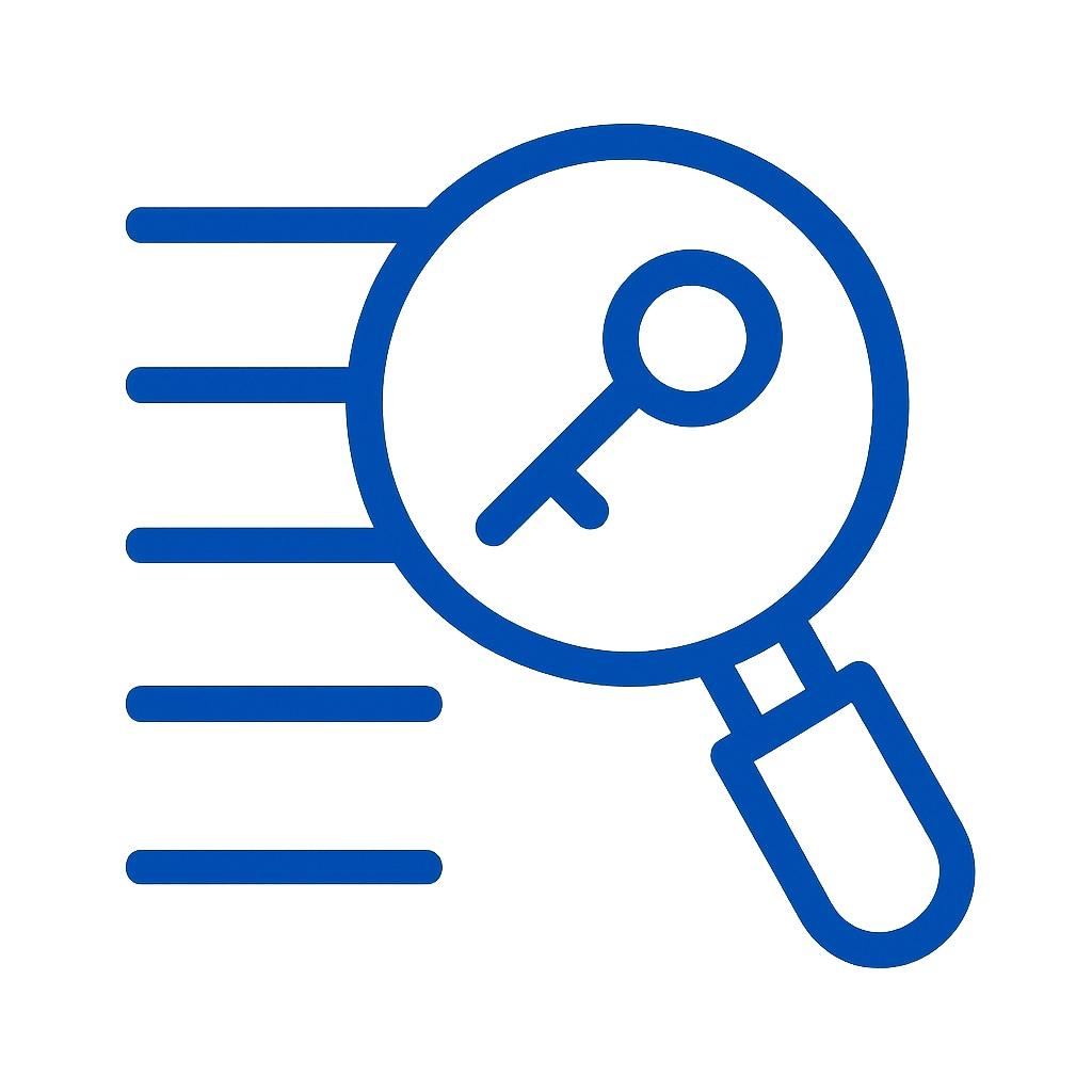 Icon representing strategic keyword research.