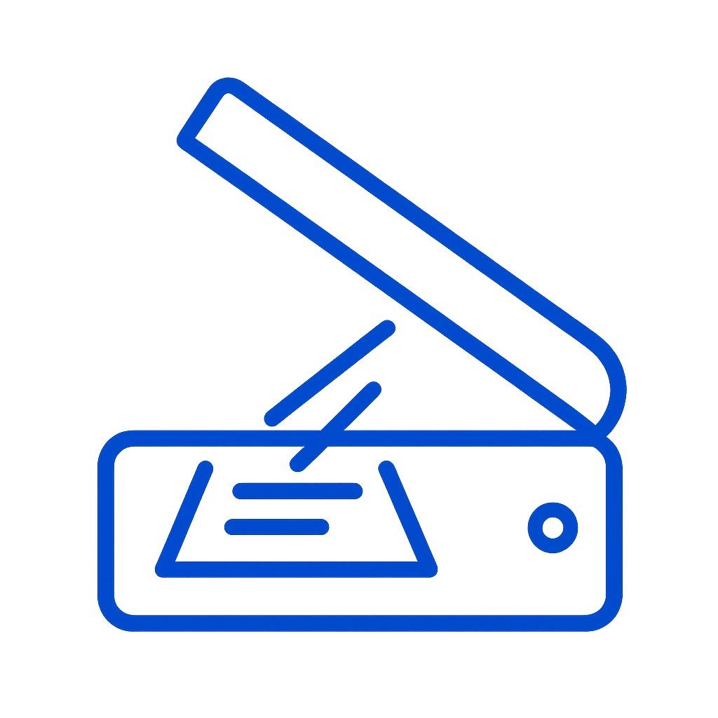 Icon for document scanning and digital conversion.