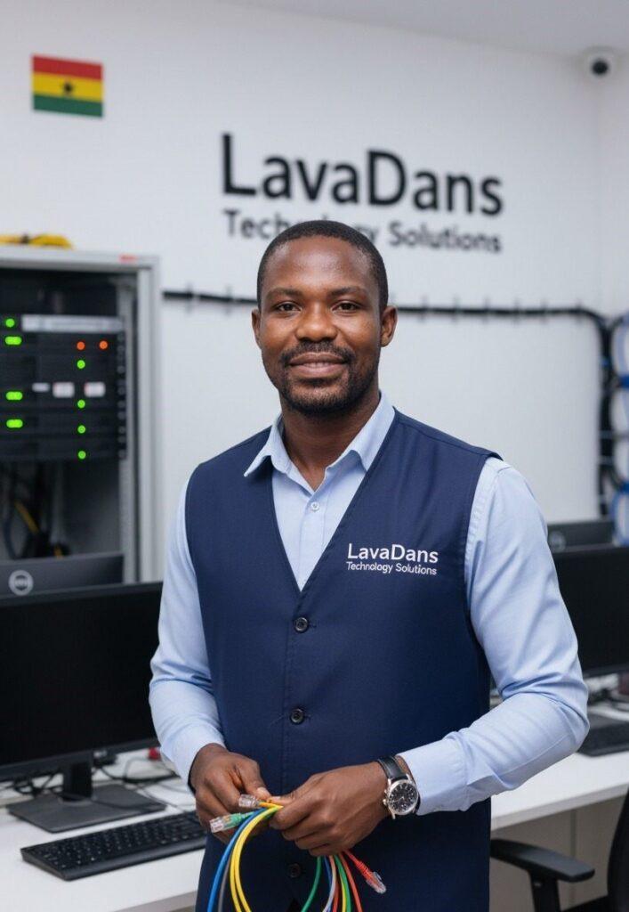 LavaDans Technology Solutions Founder Daniel L., expert network engineer and founder of LavaDans Technology Solutions in Ghana.